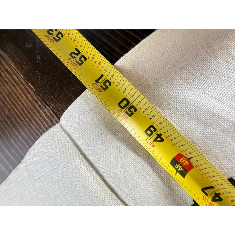 VTG Floral Cross Stitch Print Linen Tablecloth Cream Orange 51x26 Mid Century‎